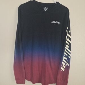 Hollister Men's Long-Sleeve Ombre Crew - Black, Blue & Maroon